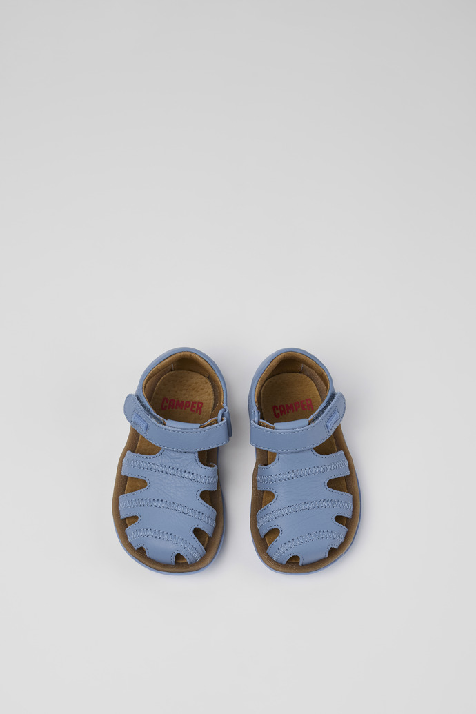 Overhead view of Bicho Blue Leather Sandal
