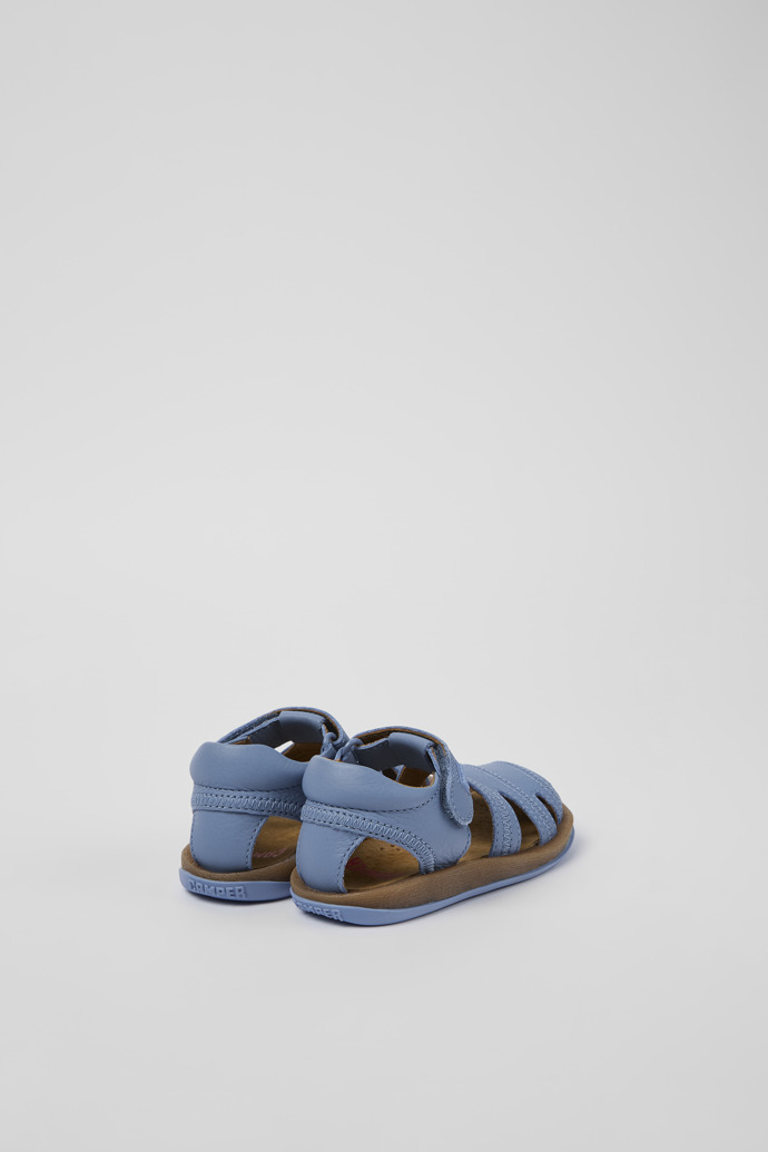 Back view of Bicho Blue Leather Sandal