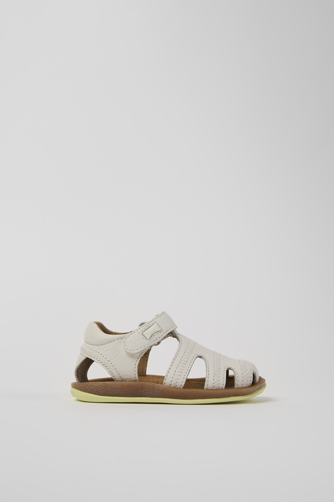 Side view of Bicho White Leather Kids' Closed Sandal.