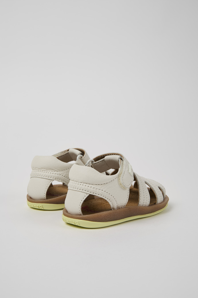 Back view of Bicho White Leather Kids' Closed Sandal.