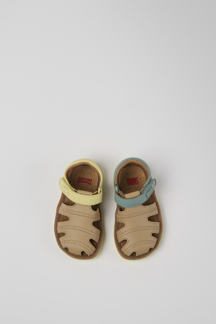 Overhead view of Twins Multicolor Leather Closed Sandal for Kids.