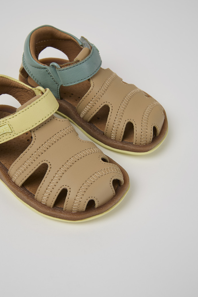 Close-up view of Twins Multicolor Leather Closed Sandal for Kids.