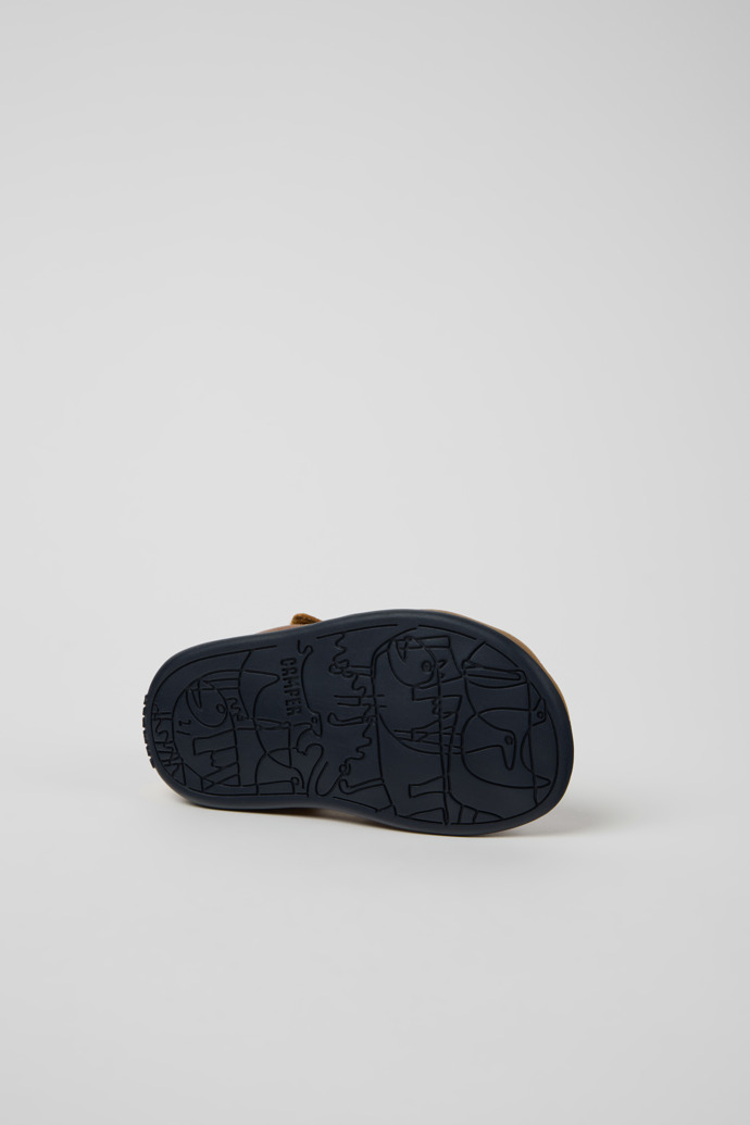 The soles of Bicho Brown Leather Closed Sandals for kids.
