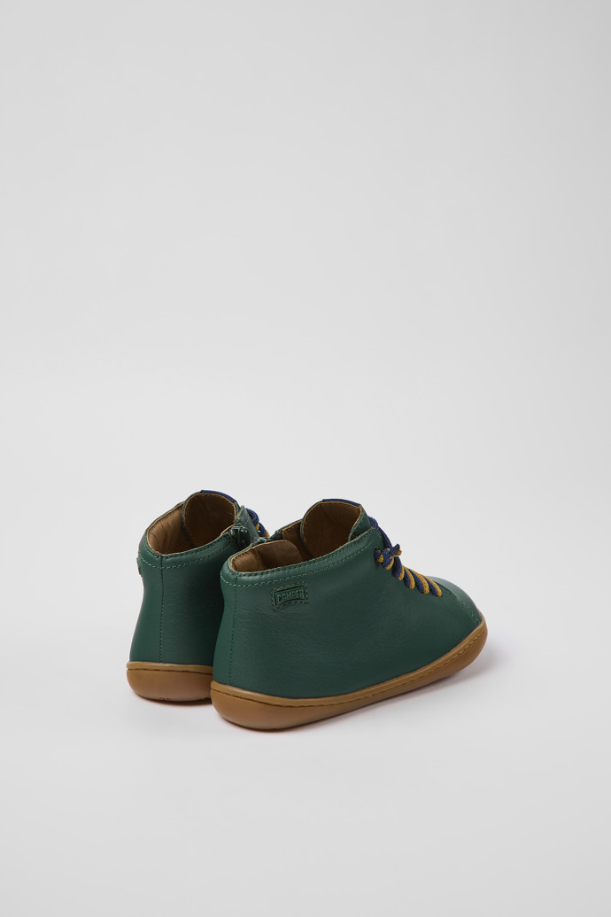 Back view of Peu Green leather ankle boots for kids