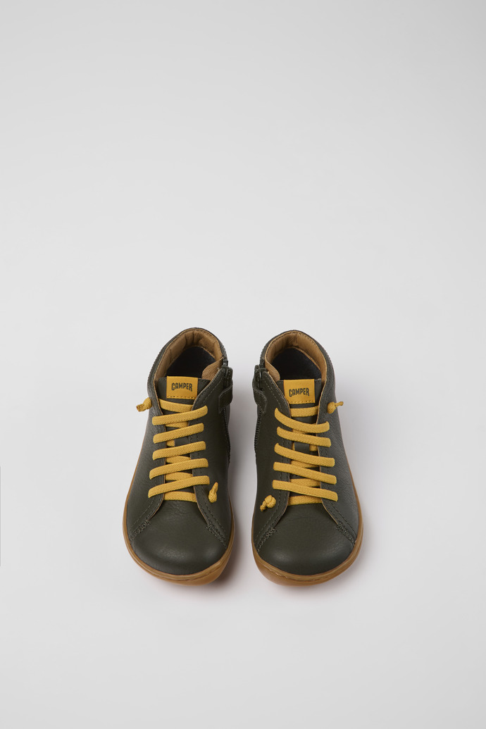 Peu Bottines en cuir vert pour enfant