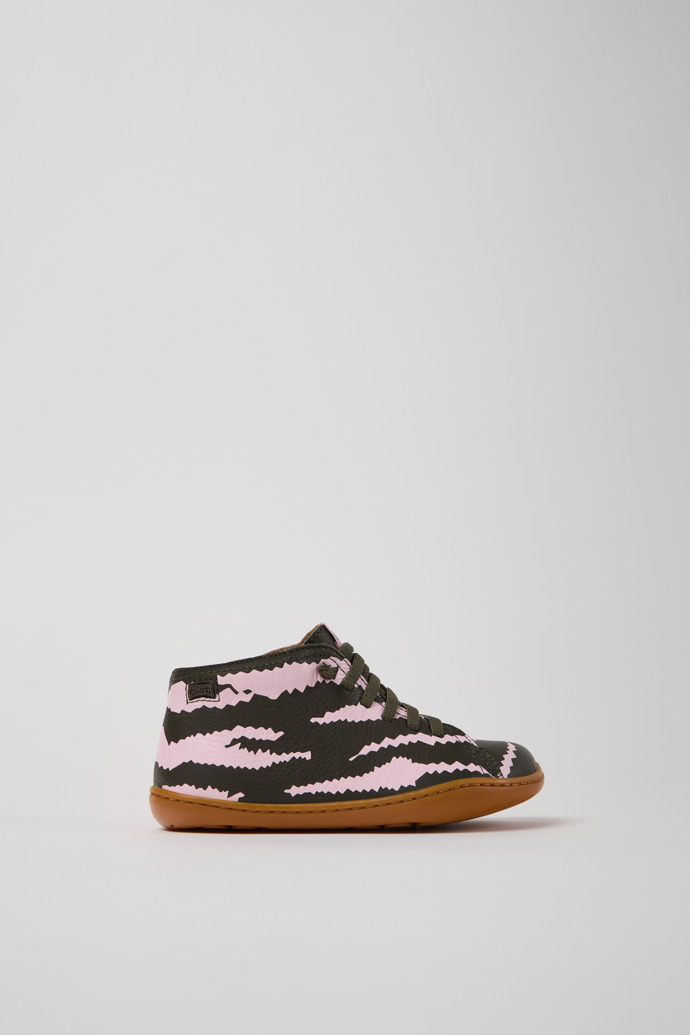 Side view of Twins Multicolor Leather Ankle Boots for Kids.