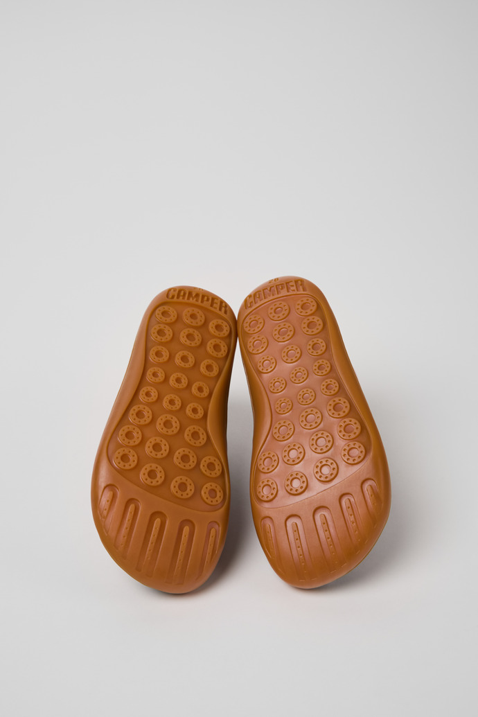 The soles of Twins Multicolor Leather Ankle Boots for Kids.