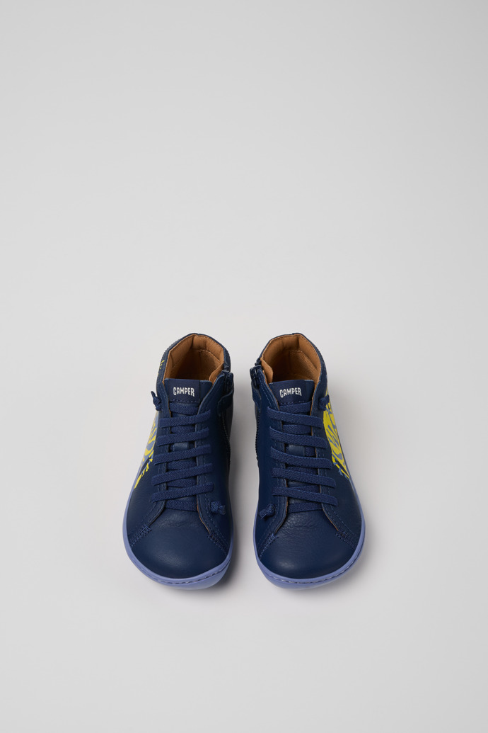 Overhead view of Twins Multicolor Leather Ankle Boots for Kids.