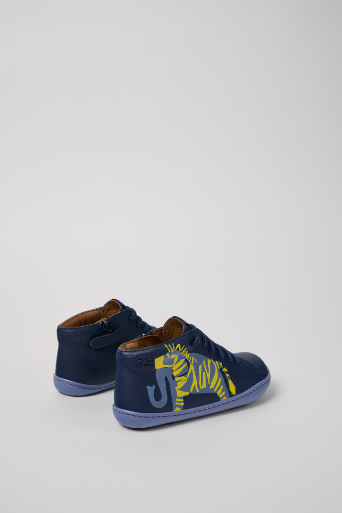Back view of Twins Multicolor Leather Ankle Boots for Kids.