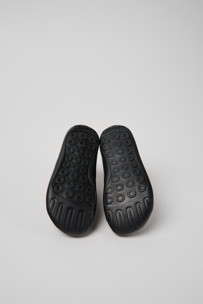 The soles of Peu Gray Leather Ankle Boots for Kids.