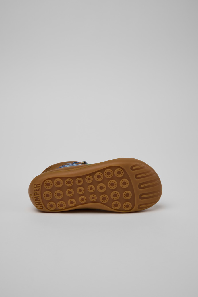 The soles of Twins Multicolor Leather Ankle Boots for Children.