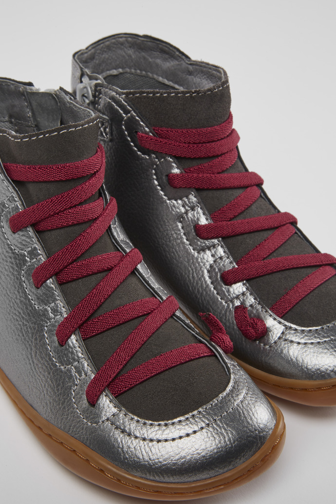 Close-up view of Peu Silver zip ankle boots