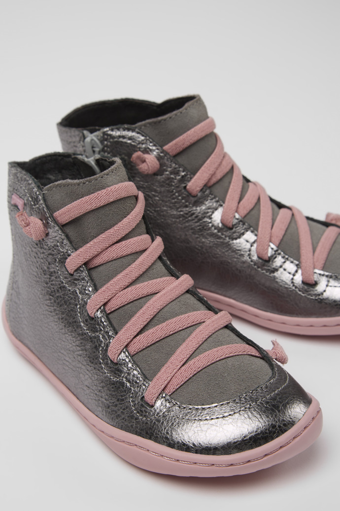 Close-up view of Peu Silver leather and nubuck boots
