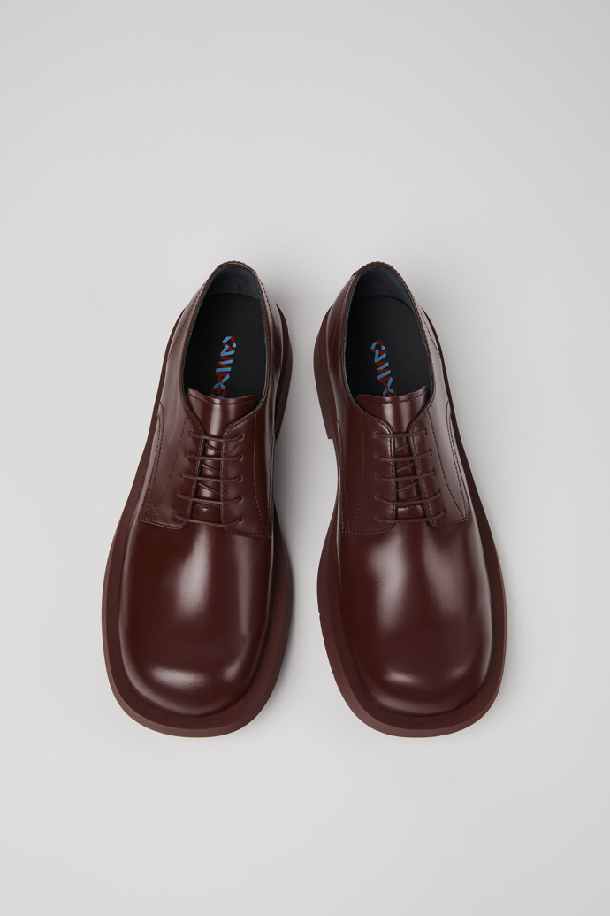 Overhead view of MIL 1978 Burgundy Leather Shoes