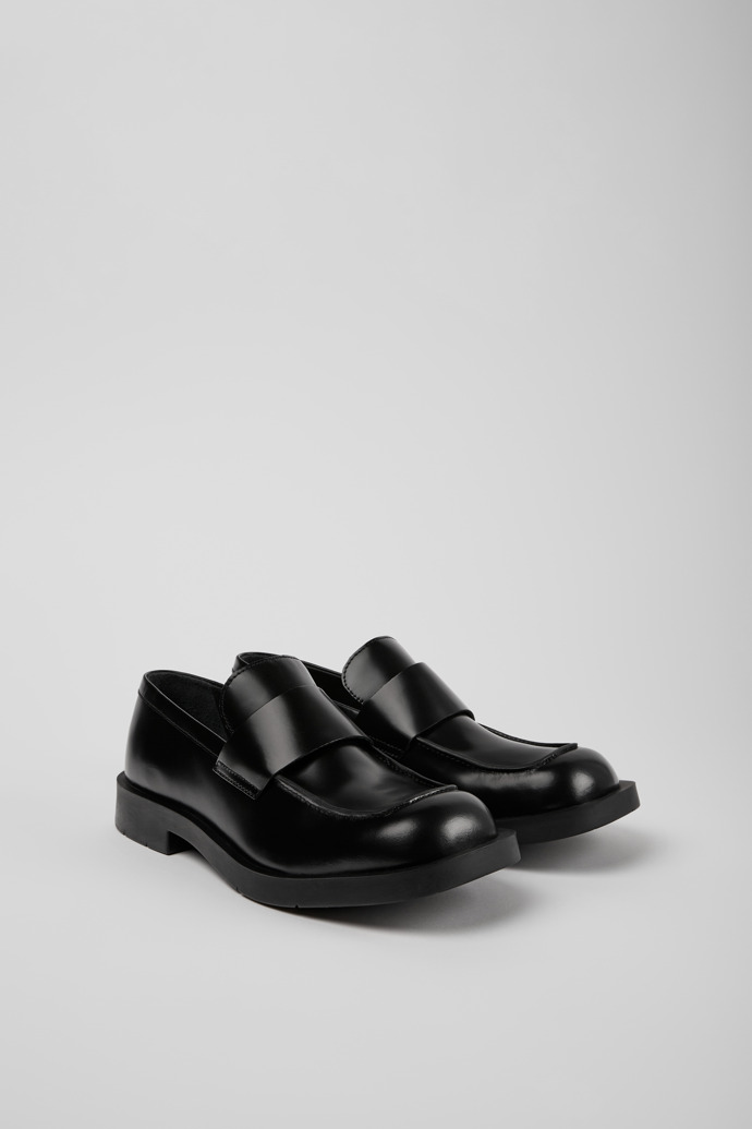 Front view of MIL 1978 Black leather loafers