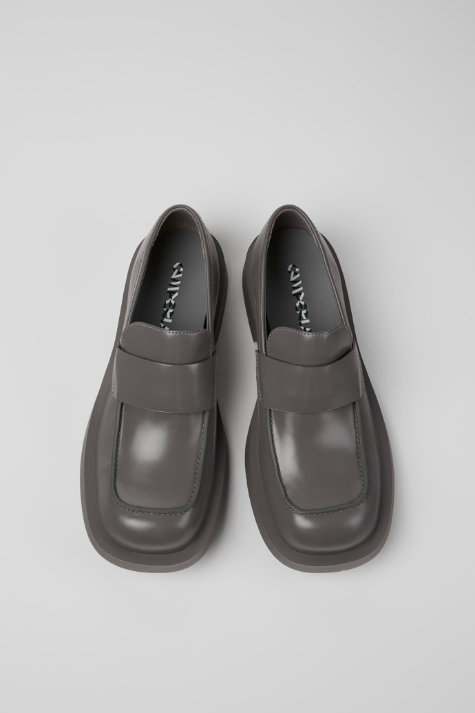 Overhead view of MIL 1978 Gray leather loafers