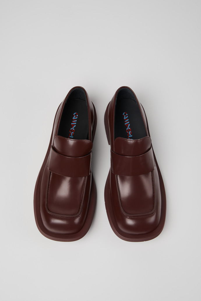 Overhead view of MIL 1978 Burgundy Leather Loafers