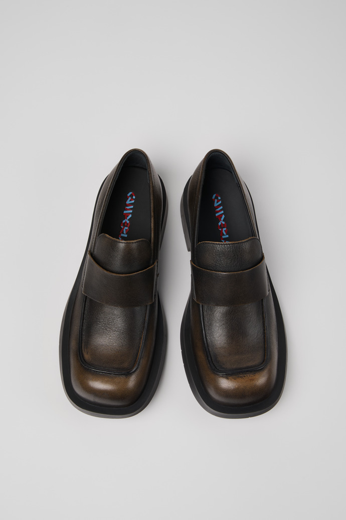 Overhead view of MIL 1978 Three-Toned Brushed Leather Loafers