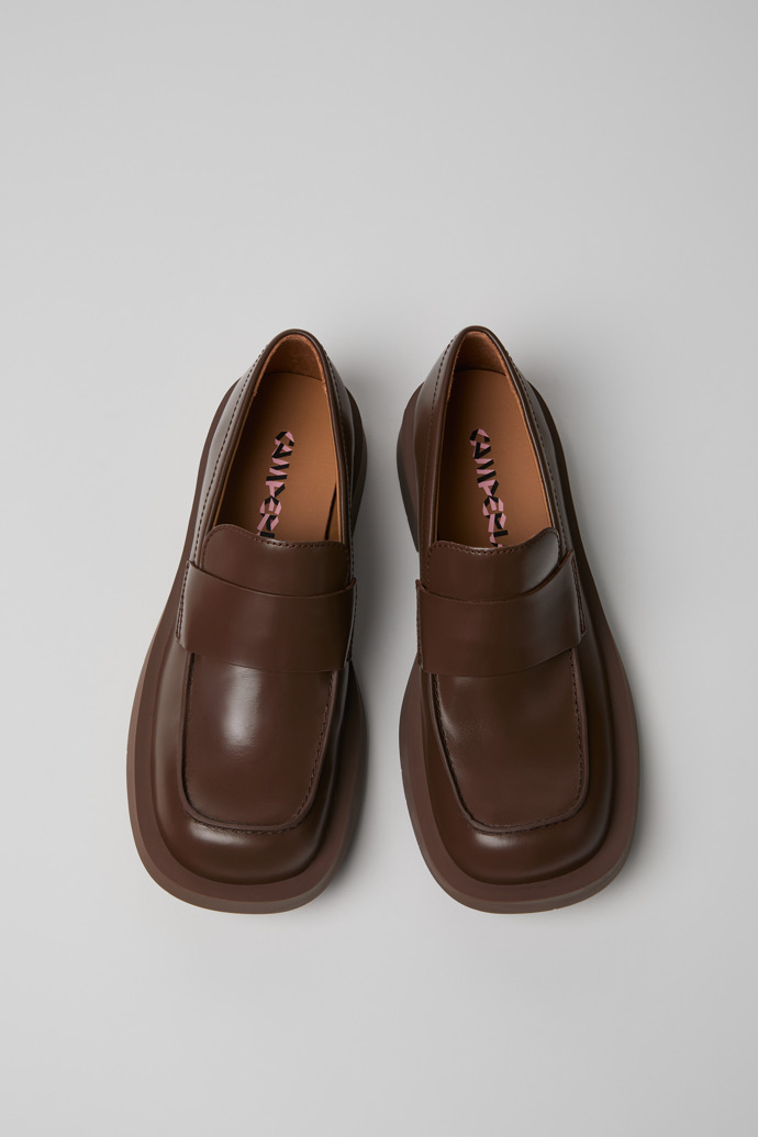 Overhead view of MIL 1978 Brown Leather Loafers