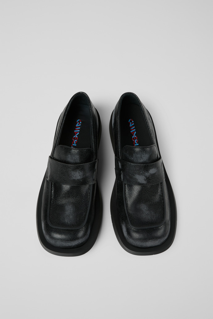Overhead view of Mil 1978 Black Leather Loafers