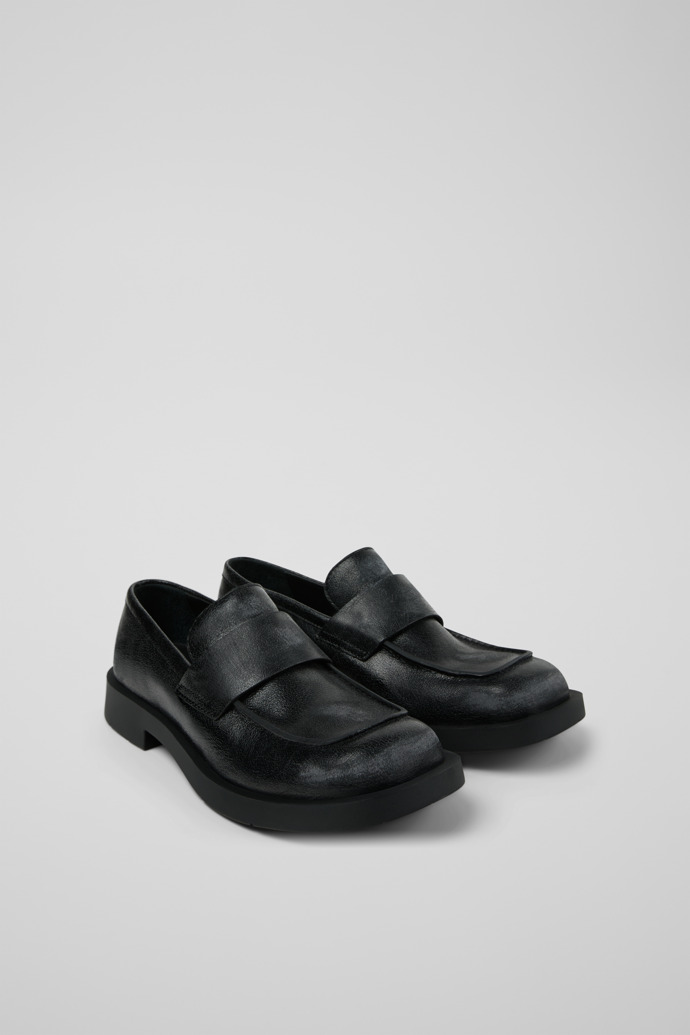 Front view of Mil 1978 Black Leather Loafers
