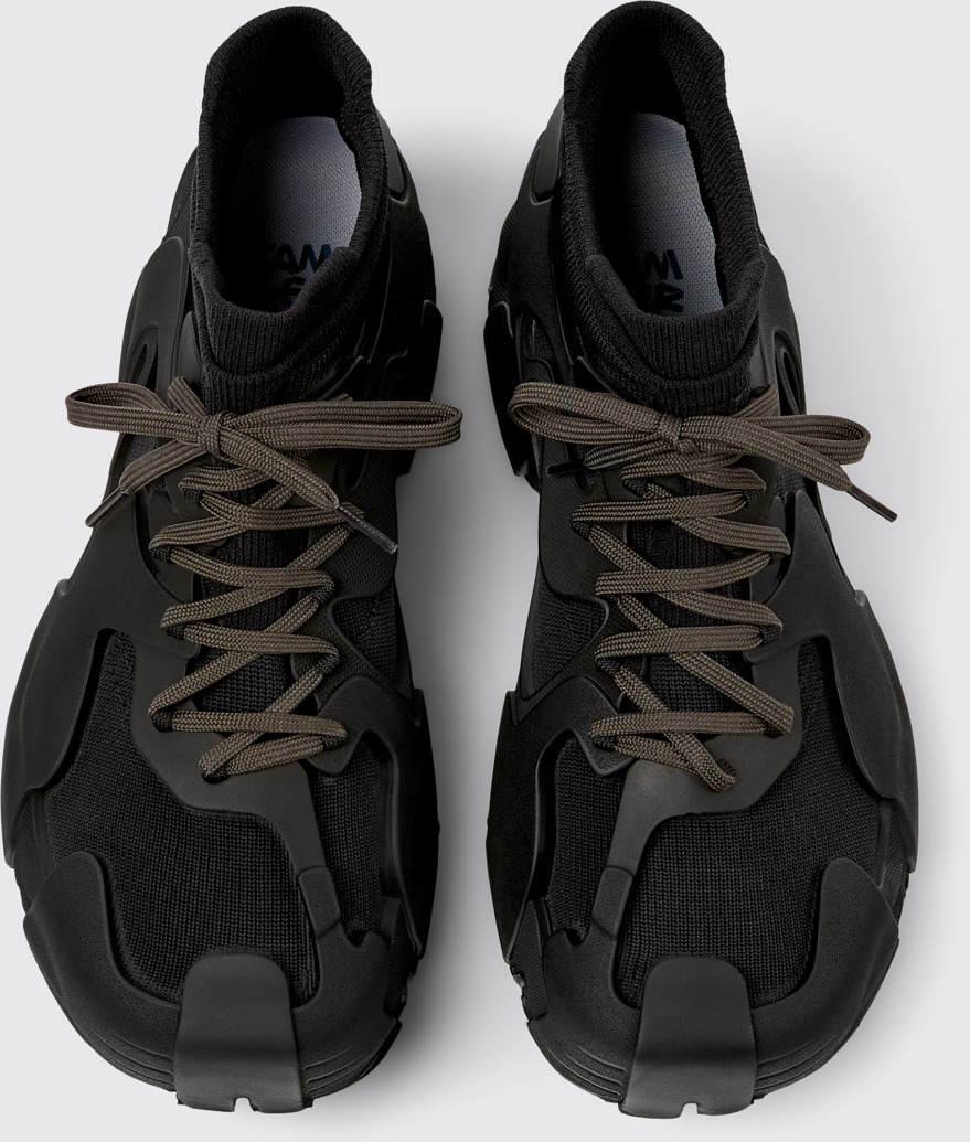 Overhead view of TOSSU Black Caged Sneakers