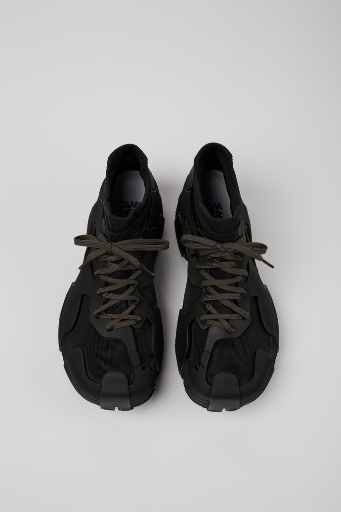 Overhead view of Tossu Black caged sneakers