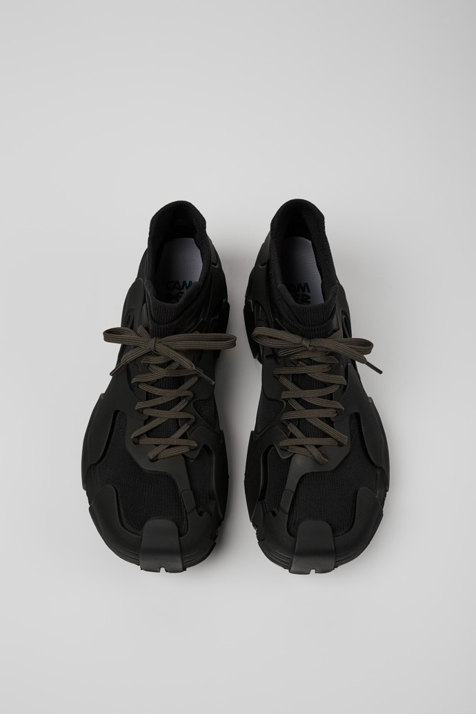 Overhead view of Tossu Black Caged Sneakers