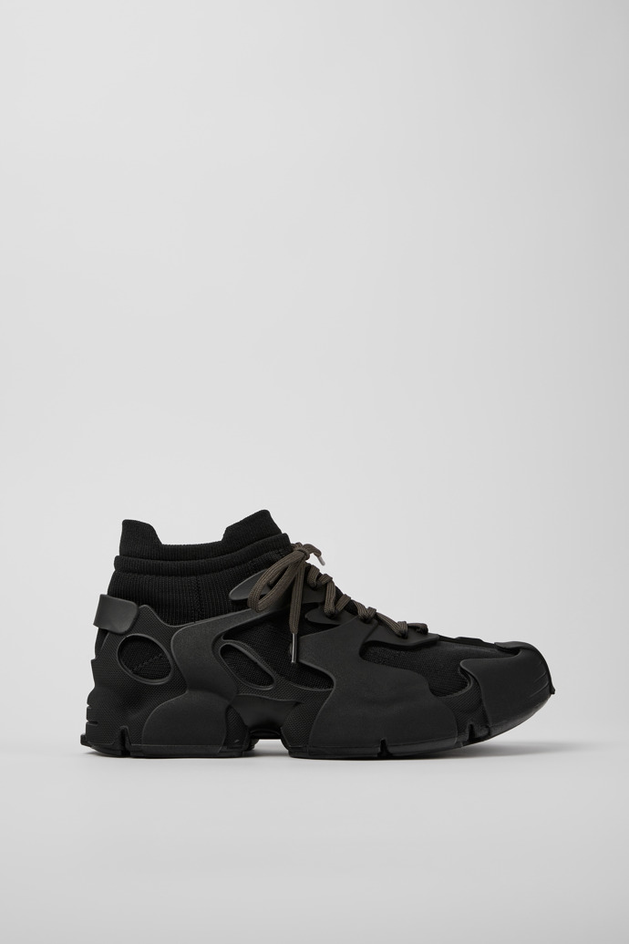 Side view of Tossu Black Caged Sneakers