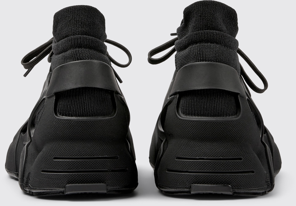 Back view of TOSSU Black Caged Sneakers