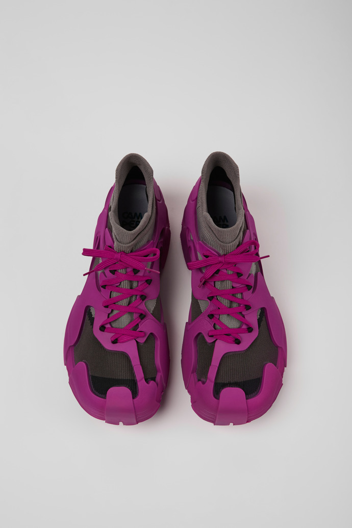 Overhead view of Tossu Purple caged sneakers