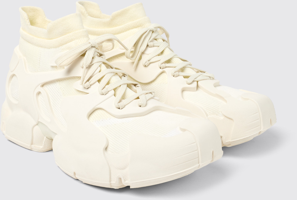 Front view of Tossu White Caged Sneakers