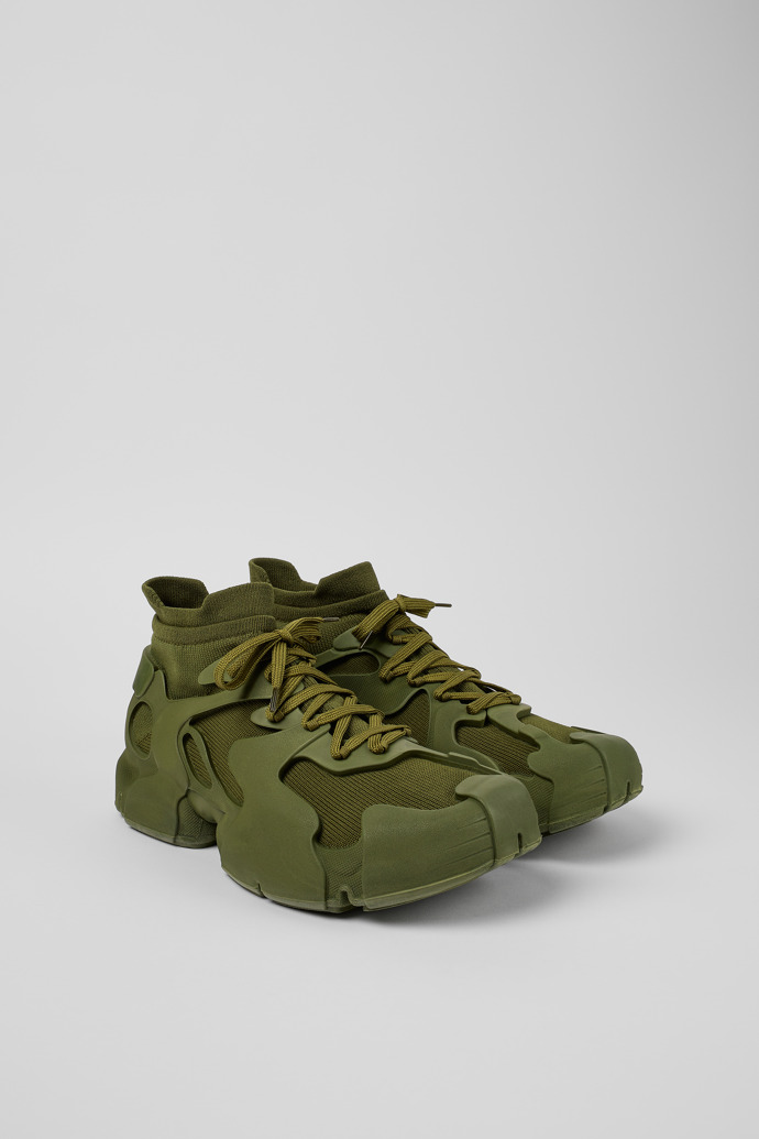 Front view of Tossu Green Synthetic Sneaker