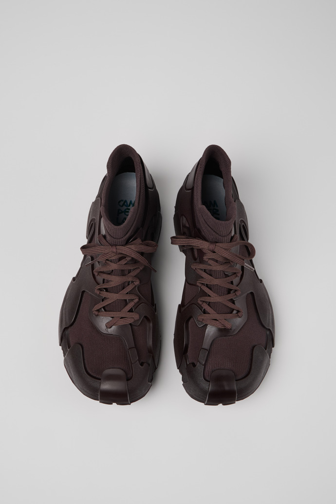 Overhead view of Tossu Burgundy Caged Sneakers