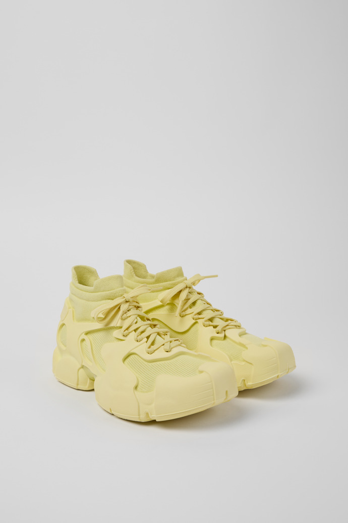 Front view of Tossu Yellow Caged Sneakers