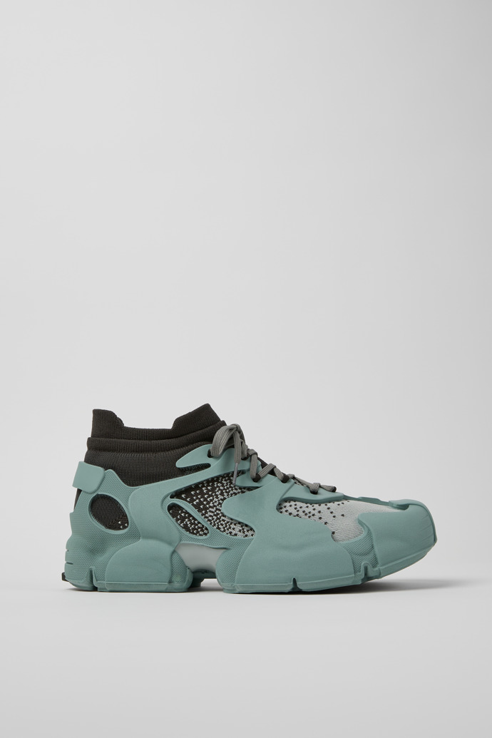 Side view of TOSSU Ice Blue-Gray Caged Sneakers