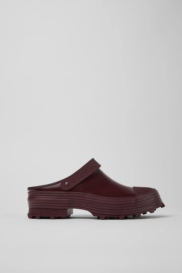 Side view of Traktori Burgundy Leather Clogs