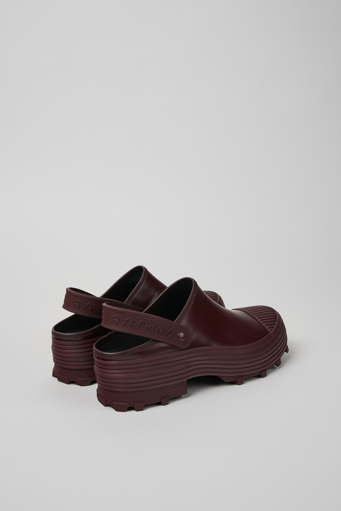 Back view of Traktori Burgundy Leather Clogs