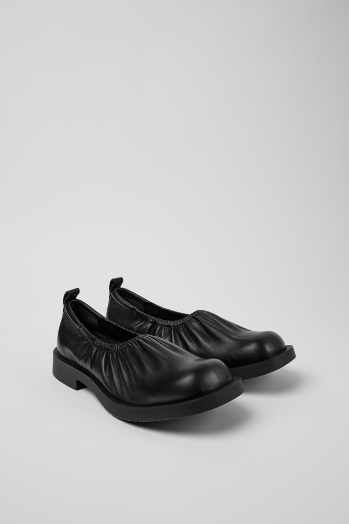 Front view of MIL 1978 Black leather ballerinas