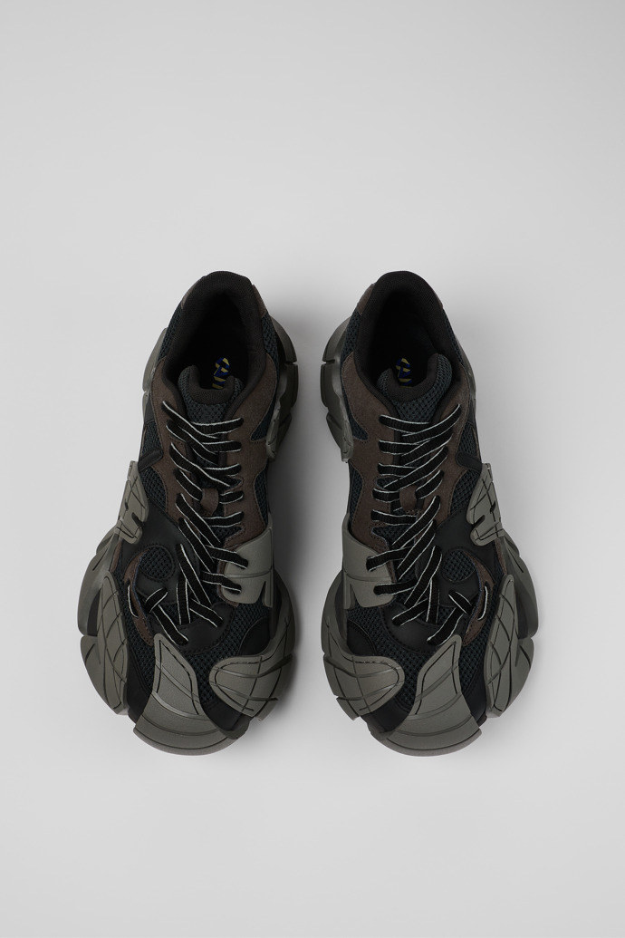 Overhead view of Tormenta Black and gray sneakers