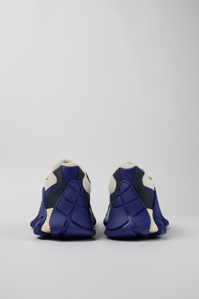 Back view of Tormenta Blue and white sneakers