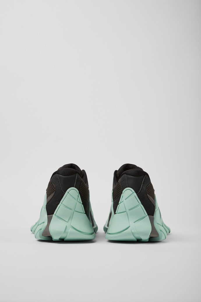 Back view of Tormenta Gray and light green sneakers