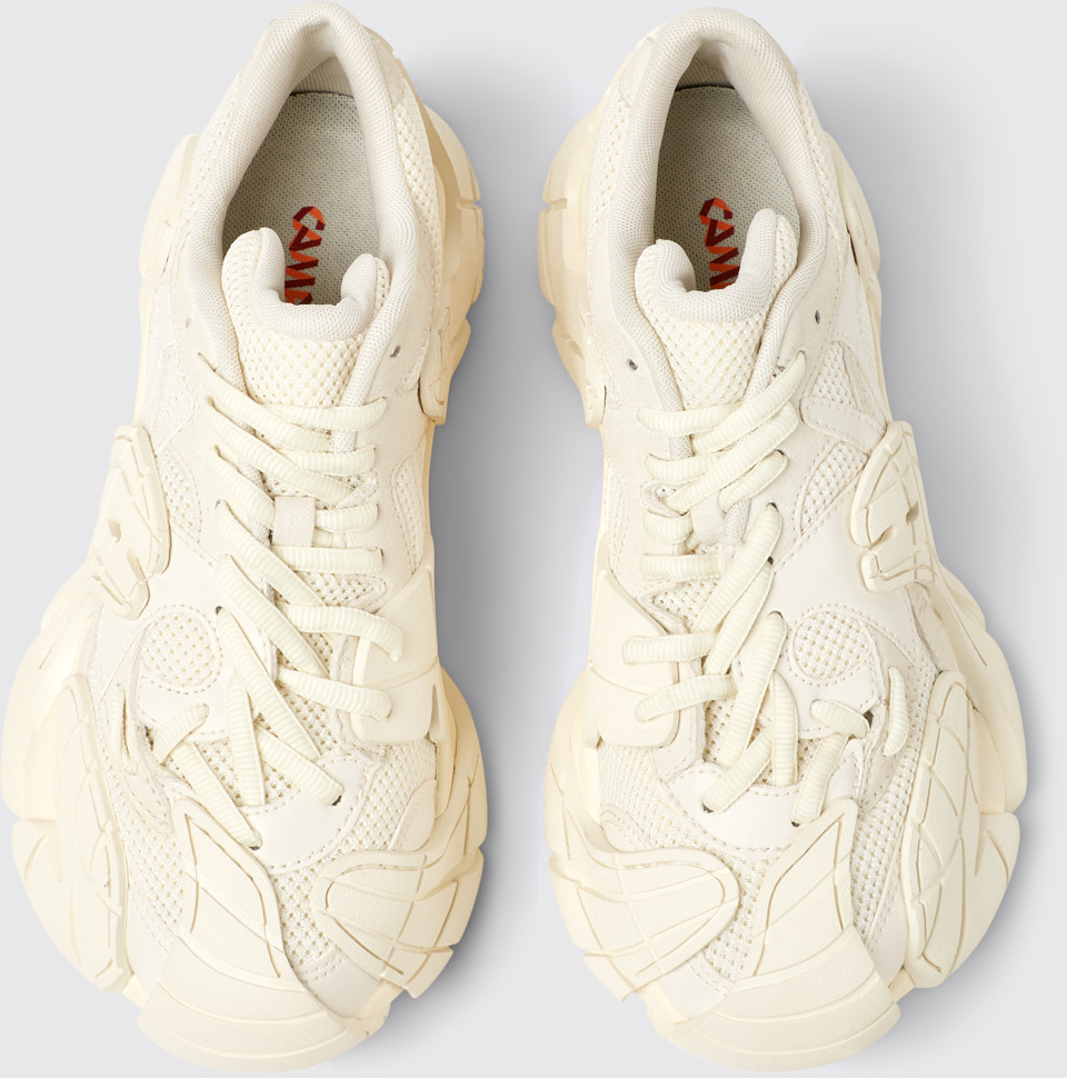 Overhead view of Tormenta White Textile Sneakers