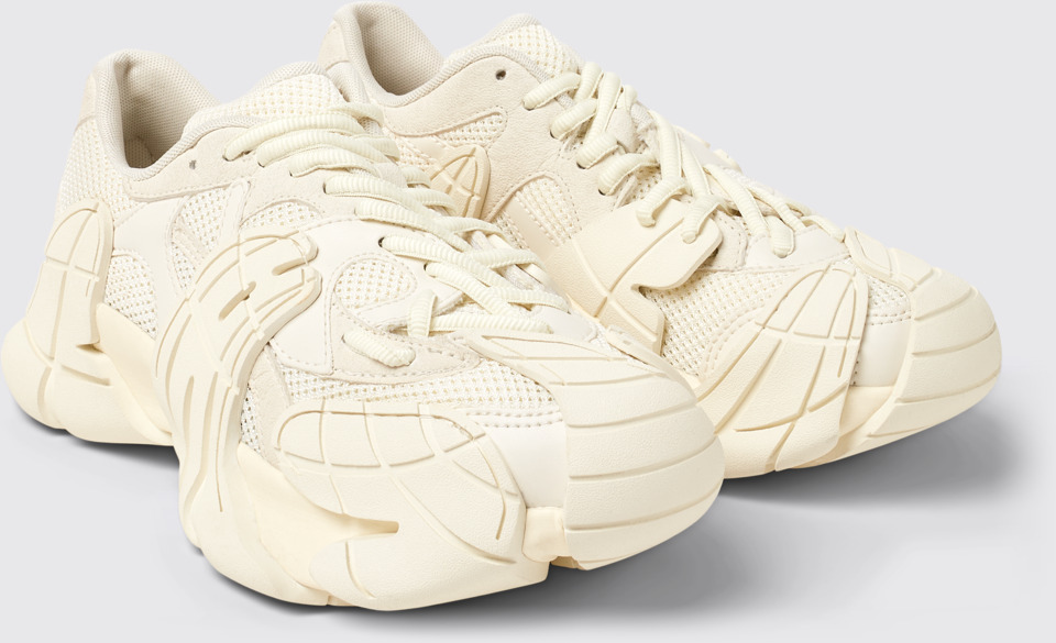 Front view of Tormenta White Textile Sneakers