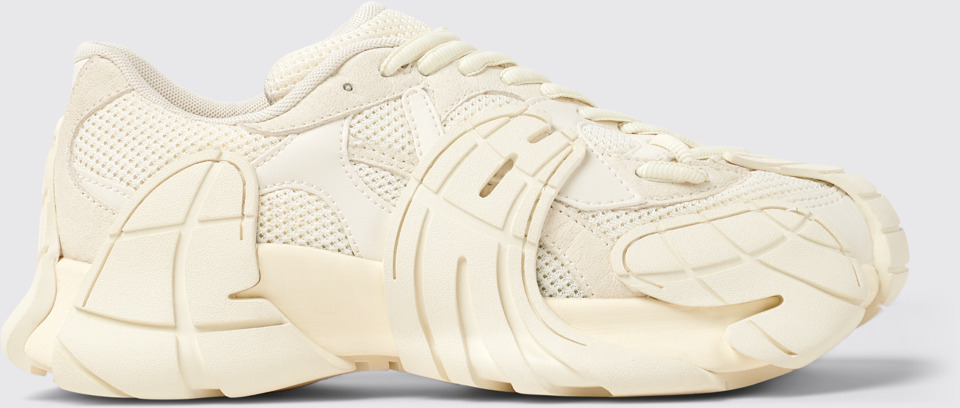 Side view of Tormenta White Textile Sneakers