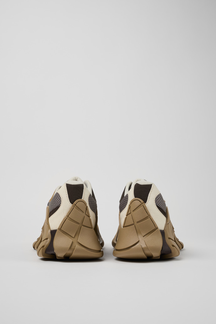 Back view of Tormenta Beige and Gray Textile Sneakers