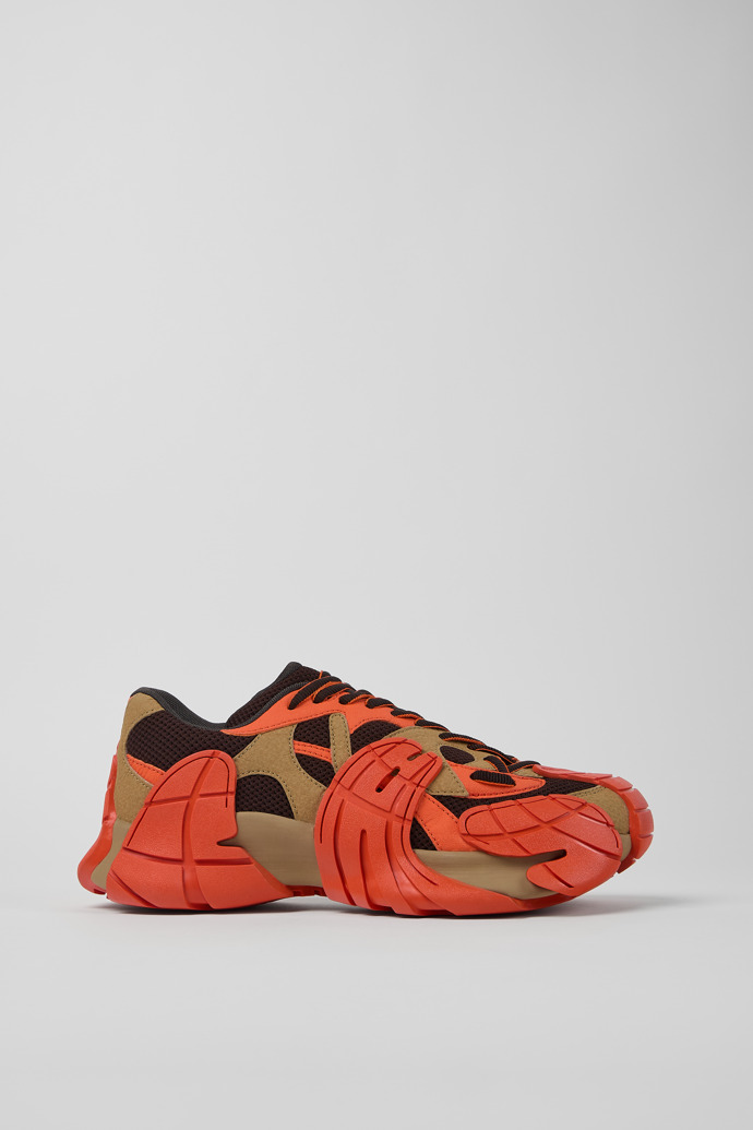 Side view of Tormenta Orange and Brown Textile Sneakers