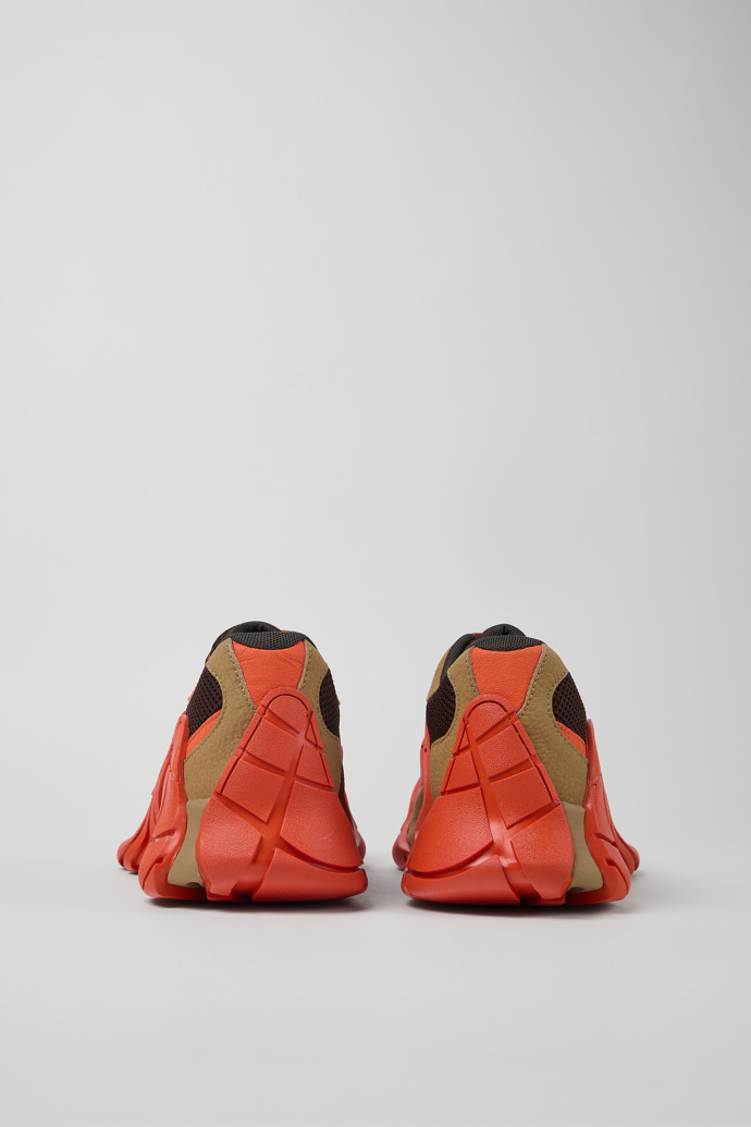 Back view of Tormenta Orange and Brown Textile Sneakers