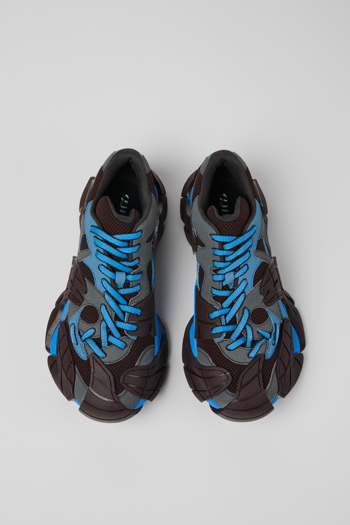 Overhead view of Tormenta Blue and Gray Textile Sneakers