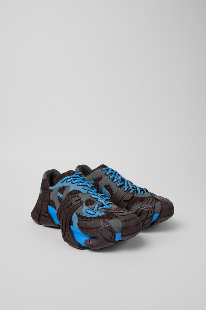 Front view of Tormenta Blue and Gray Textile Sneakers